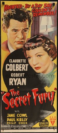 2y0513 SECRET FURY Aust daybill 1950 Claudette Colbert, Robert Ryan, directed by Mel Ferrer!