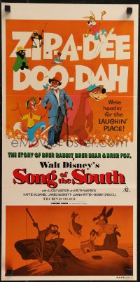 2y0516 SONG OF THE SOUTH Aust daybill R1980s Walt Disney, Uncle Remus, Br'er Rabbit & Br'er Bear!