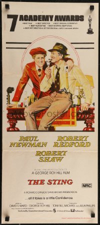 2y0520 STING Aust daybill 1974 art of con men Paul Newman & Robert Redford by Richard Amsel