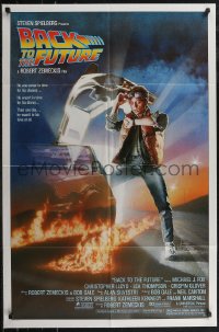 2y0656 BACK TO THE FUTURE studio style 1sh 1985 art of Michael J. Fox & Delorean by Drew Struzan!