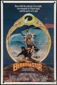 2y0658 BEASTMASTER 1sh 1982 Taylor art of bare-chested Marc Singer & sexy Tanya Roberts!