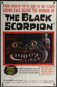 2y0664 BLACK SCORPION 1sh 1957 art of wacky creature looking more laughable than horrible!