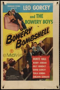 2y0673 BOWERY BOMBSHELL 1sh 1946 Bowery Boys Leo Gorcey & Huntz Hall romancing and at gunpoint!