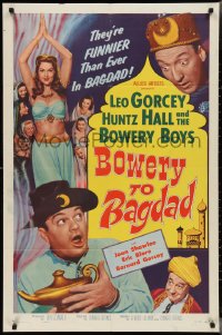 2y0676 BOWERY TO BAGDAD 1sh 1954 wacky Bowery Boys Leo Gorcey & Huntz Hall + sexy bellydancer!
