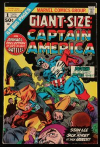 2y0531 CAPTAIN AMERICA #1 comic book 1975 Giant-Size with 68 big pages, annual collection of battles!