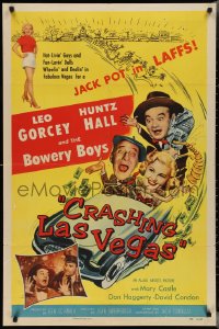 2y0687 CRASHING LAS VEGAS 1sh 1956 Huntz Hall & the Bowery Boys gambling with sexy Mary Castle!