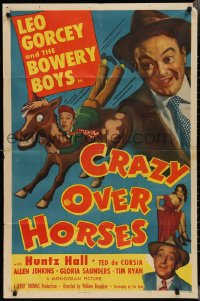 2y0689 CRAZY OVER HORSES 1sh 1951 Leo Gorcey, Huntz Hall, Bowery Boys, horse racing & gambling!