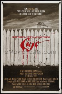 2y0691 CUJO 1sh 1983 Stephen King, horrifying artwork of bloody fence & house by Robert Tanenbaum!