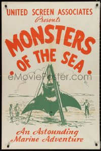 2y0698 DEVIL MONSTER 1sh R1930s Monsters of the Sea, cool artwork of giant manta ray!