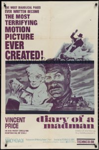 2y0700 DIARY OF A MADMAN 1sh 1963 Vincent Price in his most chilling portrayal of evil!