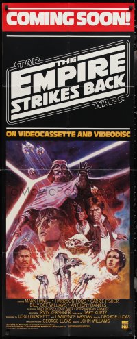 2y0015 EMPIRE STRIKES BACK 23x58 video poster R1984 George Lucas sci-fi classic, cool Tom Jung art!