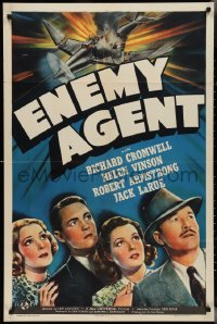 2y0714 ENEMY AGENT 1sh 1940 Armstrong, Vinson, Biberman & Cromwell in Universal spy thriller, rare!
