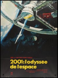 2y0039 2001: A SPACE ODYSSEY French 1p R1970s Stanley Kubrick, Bob McCall art of space wheel!