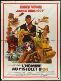 2y0050 MAN WITH THE GOLDEN GUN French 1p 1985 McGinnis art of Moore as James Bond!