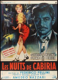 2y0051 NIGHTS OF CABIRIA French 1p 1957 Federico Fellini, different art of Masina by Jean Mascii!