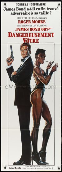 2y0038 VIEW TO A KILL French door panel 1985 Goozee art of Roger Moore as James Bond & Grace Jones!