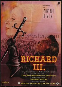 2y0423 RICHARD III German 1956 completely different art of Laurence Olivier by Engel!