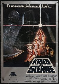 2y0427 STAR WARS German 1977 George Lucas sci-fi epic, classic artwork by Tom Jung!
