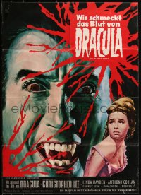2y0428 TASTE THE BLOOD OF DRACULA German 1970 Hammer, art of vampire Christopher Lee by Rehak!