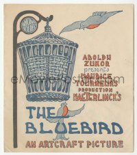 2y1642 BLUE BIRD die=cut herald 1918 Maurice Tourneur, Tula Belle, art of birds & cage, ultra rare!