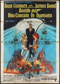 2y0021 DIAMONDS ARE FOREVER Italian 2p 1971 art of Sean Connery as James Bond 007 by de Berardinis!