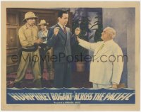 2y1079 ACROSS THE PACIFIC LC 1942 Humphrey Bogart held at gunpoint as Sydney Greenstreet grabs him!