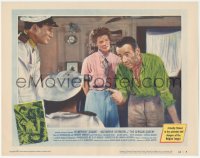 2y1082 AFRICAN QUEEN LC #4 1952 Katharine Hepburn watches Humphrey Bogart explain himself to officer!