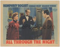 2y1085 ALL THROUGH THE NIGHT LC 1942 Kaaren Verne watches Humphrey Bogart hold gun on Conrad Veidt!