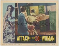 2y1091 ATTACK OF THE 50 FT WOMAN LC #7 1958 wacky fx image of giant hand attacking through doorway!