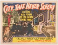 2y0968 CITY THAT NEVER SLEEPS TC 1953 Gig Young, Marie Windsor, Mala Powers, great art of Chicago!