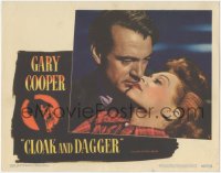 2y1123 CLOAK & DAGGER LC #4 1946 c/u of Gary Cooper kissing Lilli Palmer, directed by Fritz Lang!