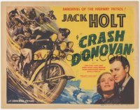 2y0971 CRASH DONOVAN TC 1936 motorcycle art of Jack Holt, the Daredevil of the Highway Patrol, rare!