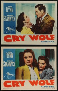 2y1605 CRY WOLF 2 LCs 1947 great images of Errol Flynn and pretty Barbara Stanwyck, Geraldine Brooks!