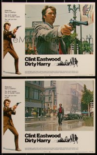2y1606 DIRTY HARRY 2 int'l LCs 1971 Clint Eastwood pointing gun & walking, Siegel crime classic!