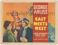 2y0976 EAST MEETS WEST TC 1936 great image of George Arliss & scared Lucie Mannheim with gun, rare!