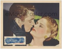 2y1287 RHAPSODY IN BLUE LC 1945 best romantic c/u of Robert Alda about to kiss sexy Alexis Smith!