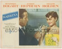 2y1293 SABRINA LC #4 1954 Billy Wilder, Audrey Hepburn & Humphrey Bogart toast w/champagne glasses!
