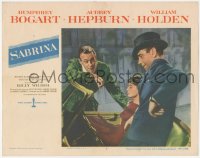 2y1292 SABRINA LC #5 1954 Audrey Hepburn between William Holden & Humphrey Bogart in convertible!