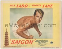 2y1296 SAIGON LC #2 1948 best super close posed portrait of barechested Alan Ladd ready to fight!