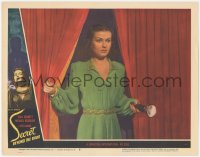2y1303 SECRET BEYOND THE DOOR LC #8 1947 best close up of scared Joan Bennett with flashlight!