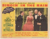 2y1316 SINGIN' IN THE RAIN LC #4 1952 Gene Kelly & Millard Mitchell smile at Jean Hagen on the set!