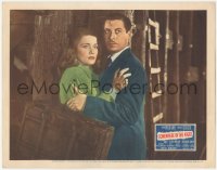 2y1319 SOMEWHERE IN THE NIGHT LC 1946 John Hodiak with suitcase holding frightened Nancy Guild!