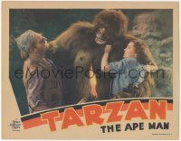2y1336 TARZAN THE APE MAN LC 1932 giant fake ape grabs Maureen O'Sullivan & C. Aubrey Smith, rare!
