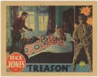 2y1347 TREASON LC 1933 great image of Buck Jones sneaking up on pretty girl holding gun in bed!