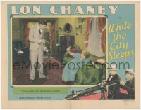 2y1358 WHILE THE CITY SLEEPS LC 1928 Anita Page executed, Lon Chaney with gun in border, very rare!