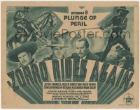 2y1074 ZORRO RIDES AGAIN chapter 8 TC 1937 cool art of masked hero John Carroll, The Plunge of Peril!