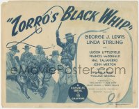 2y1075 ZORRO'S BLACK WHIP TC 1944 great art of Linda Stirling as masked hero cracking her whip!