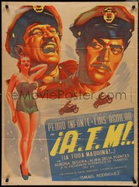 2y0384 A.T.M. Mexican poster 1951 A Toda Maquina, Juanino Renau Berenguer art of Infante, Aguilar!