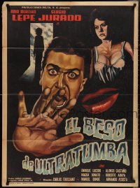 2y0387 EL BESO DE ULTRATUMBA Mexican poster 1963 Kiss From Beyond the Grave, red lips over title!