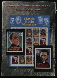 2y1687 CLASSIC MOVIE MONSTERS postcard set 1997 Frankenstein, Dracula, Mummy, Wolf Man, Phantom!